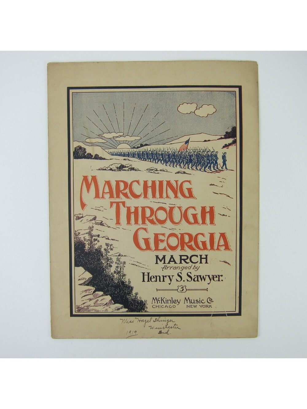 Sheet Music Marching Through Georgia March Henry Sawyer Soldiers Antique 1908
